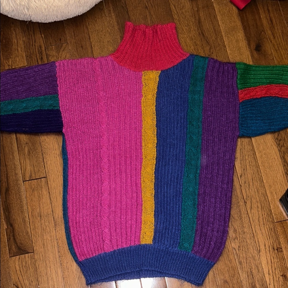 MarieaKim Vintage Colorful Striped Women's Sweater